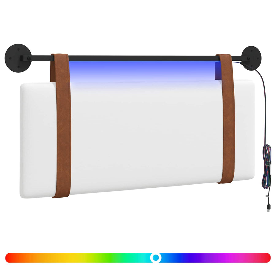 Hangend hoofdbord Met LED-verlichting Wit Antiek PU