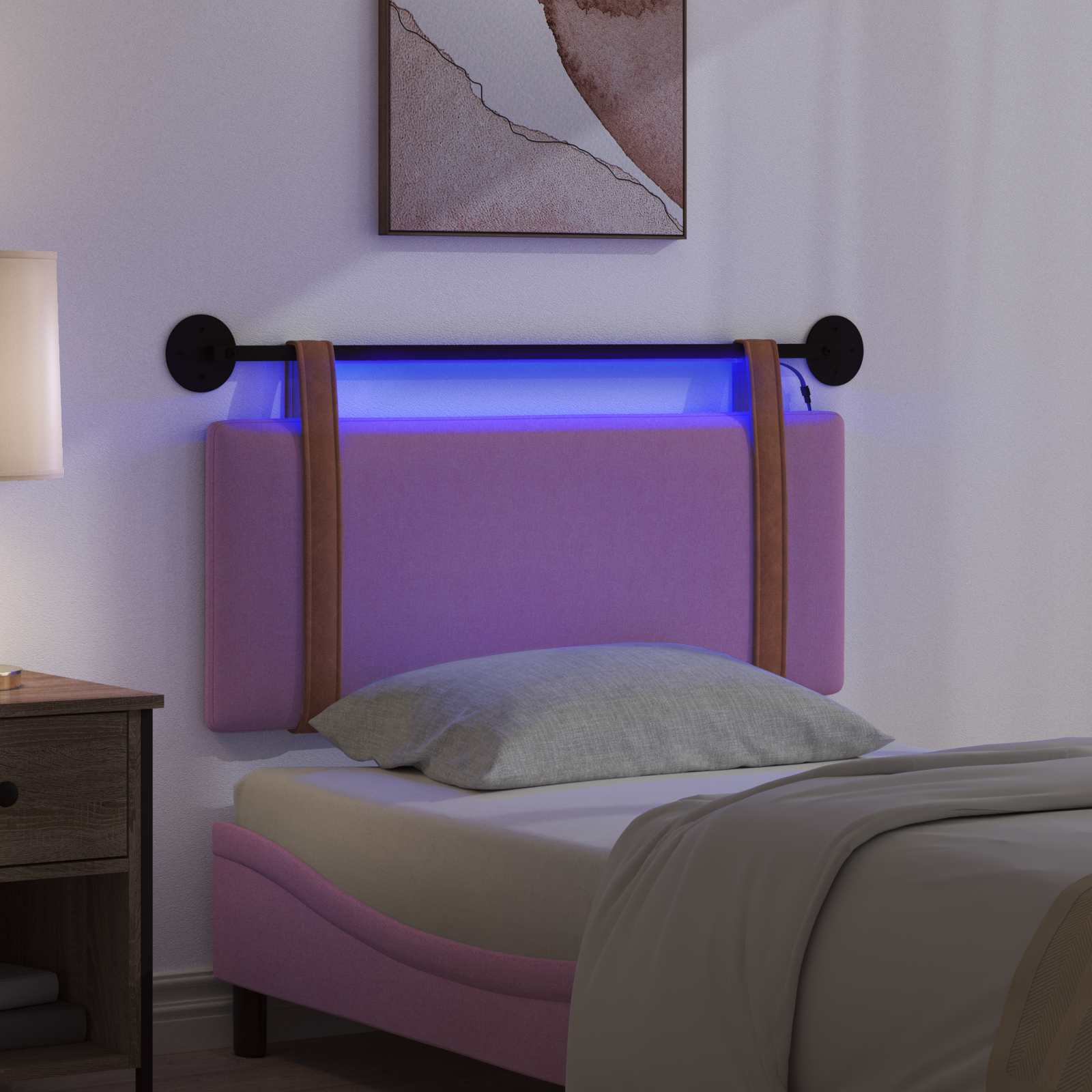 Hangend hoofdbord Met LED-verlichting Roze Antiek PU