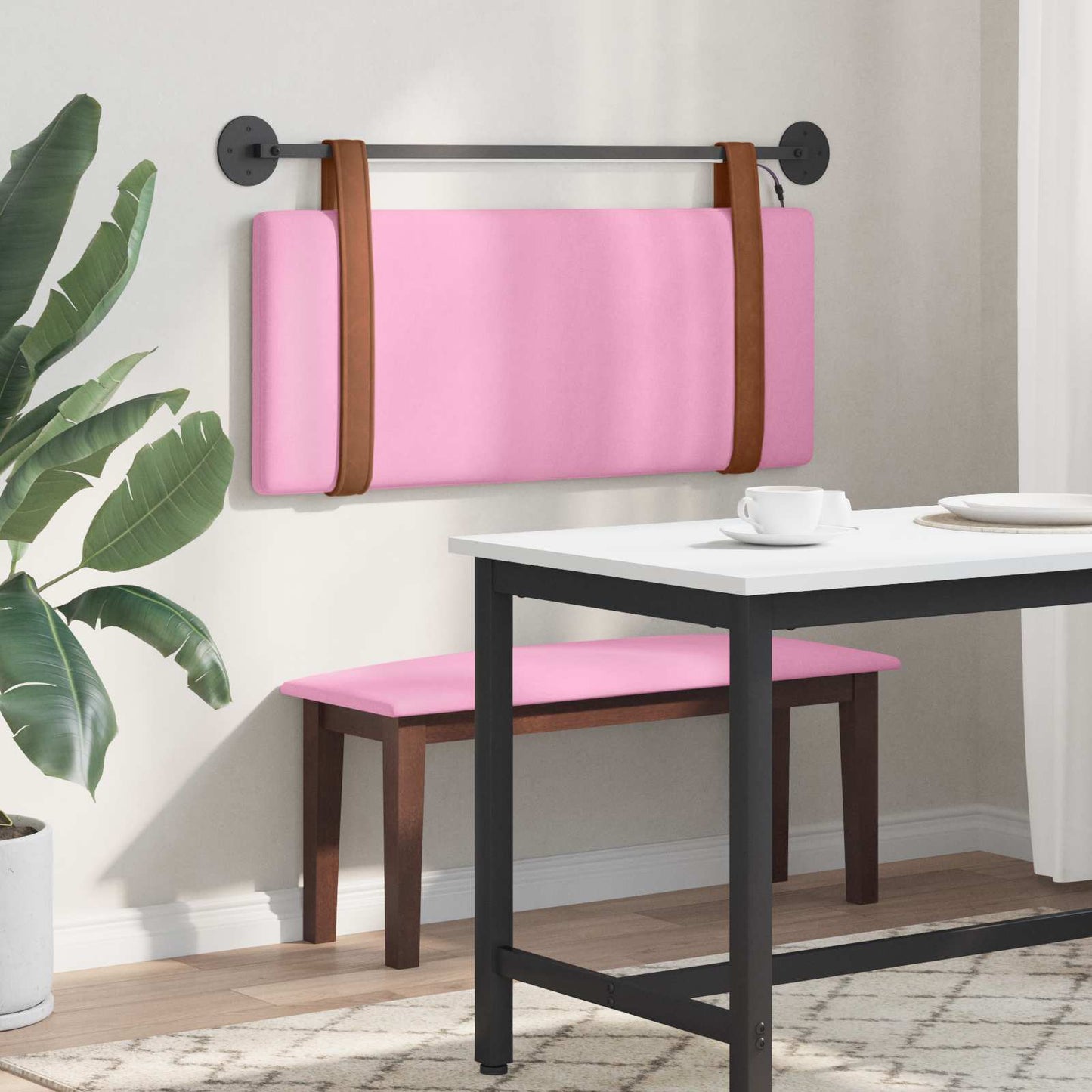 Hangend hoofdbord Met LED-verlichting Roze Antiek PU