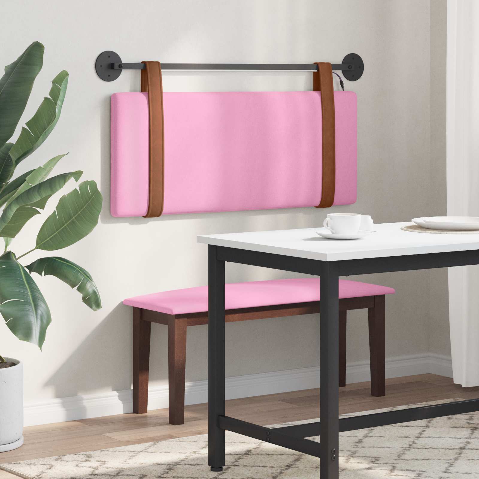 Hangend hoofdbord Met LED-verlichting Roze Antiek PU