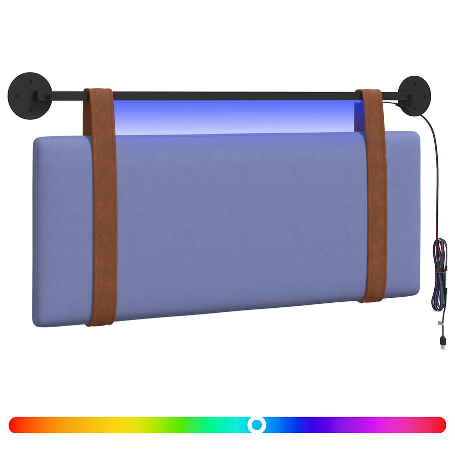 Hangend hoofdbord Met LED-verlichting Jeans Blauw Antiek PU