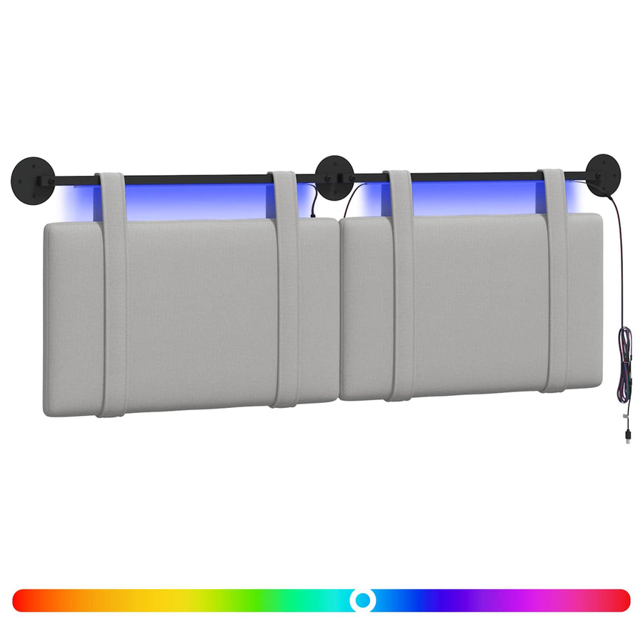 Hangend hoofdbord Met LED-verlichting Wolkengrijs Stof
