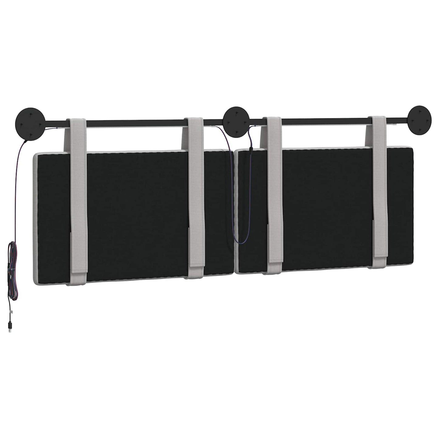 Hangend hoofdbord Met LED-verlichting Wolkengrijs Stof