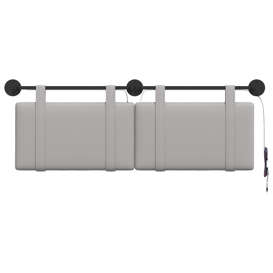 Hangend hoofdbord Met LED-verlichting Wolkengrijs Stof