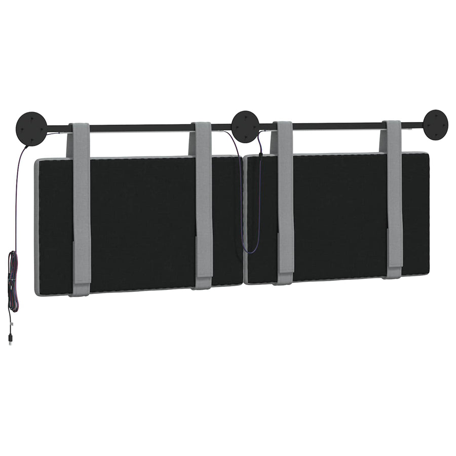 Hangend hoofdbord Met LED-verlichting Lichtgrijs Stof