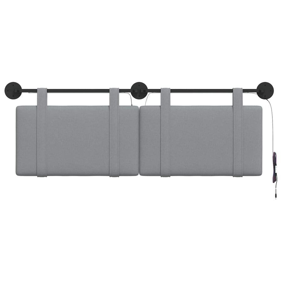 Hangend hoofdbord Met LED-verlichting Lichtgrijs Stof