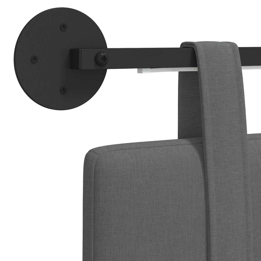 Hangend hoofdbord Met LED-verlichting Donkergrijs Stof