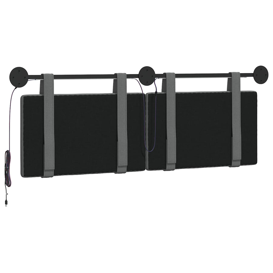 Hangend hoofdbord Met LED-verlichting Donkergrijs Stof