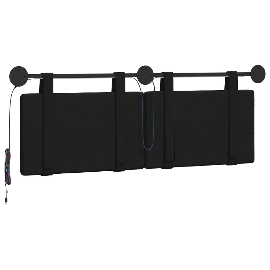 Hangend hoofdbord Met LED-verlichting Zwart Stof