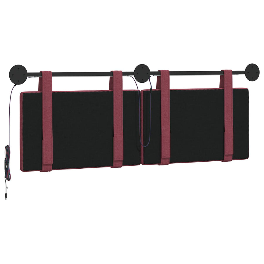 Hangend hoofdbord Met LED-verlichting Wijnrood Stof