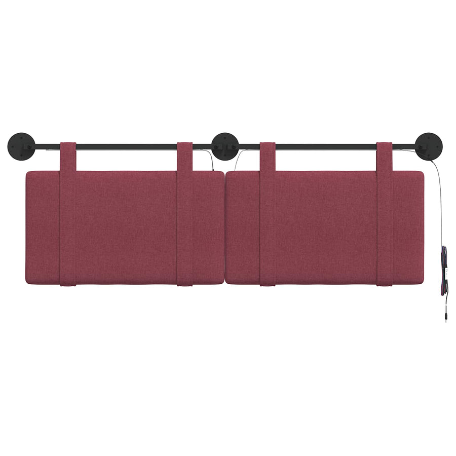 Hangend hoofdbord Met LED-verlichting Wijnrood Stof