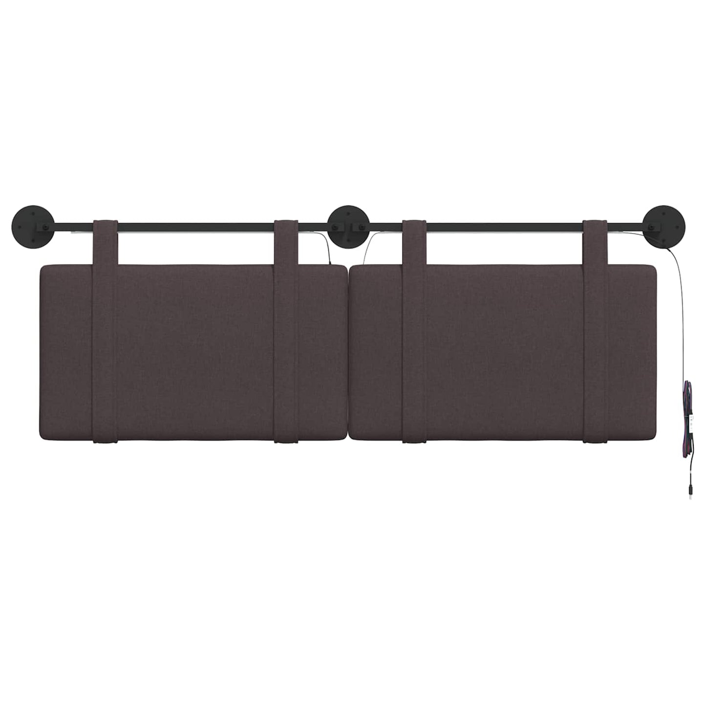 Hangend hoofdbord Met LED-verlichting Donkerbruin Stof