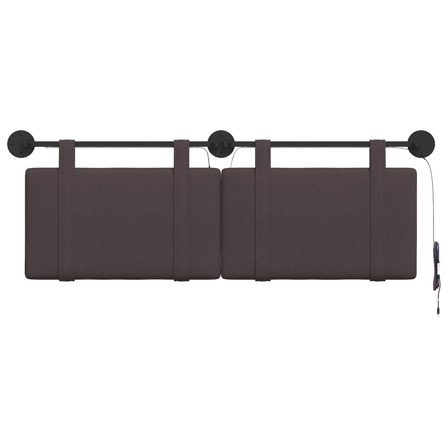 Hangend hoofdbord Met LED-verlichting Donkerbruin Stof