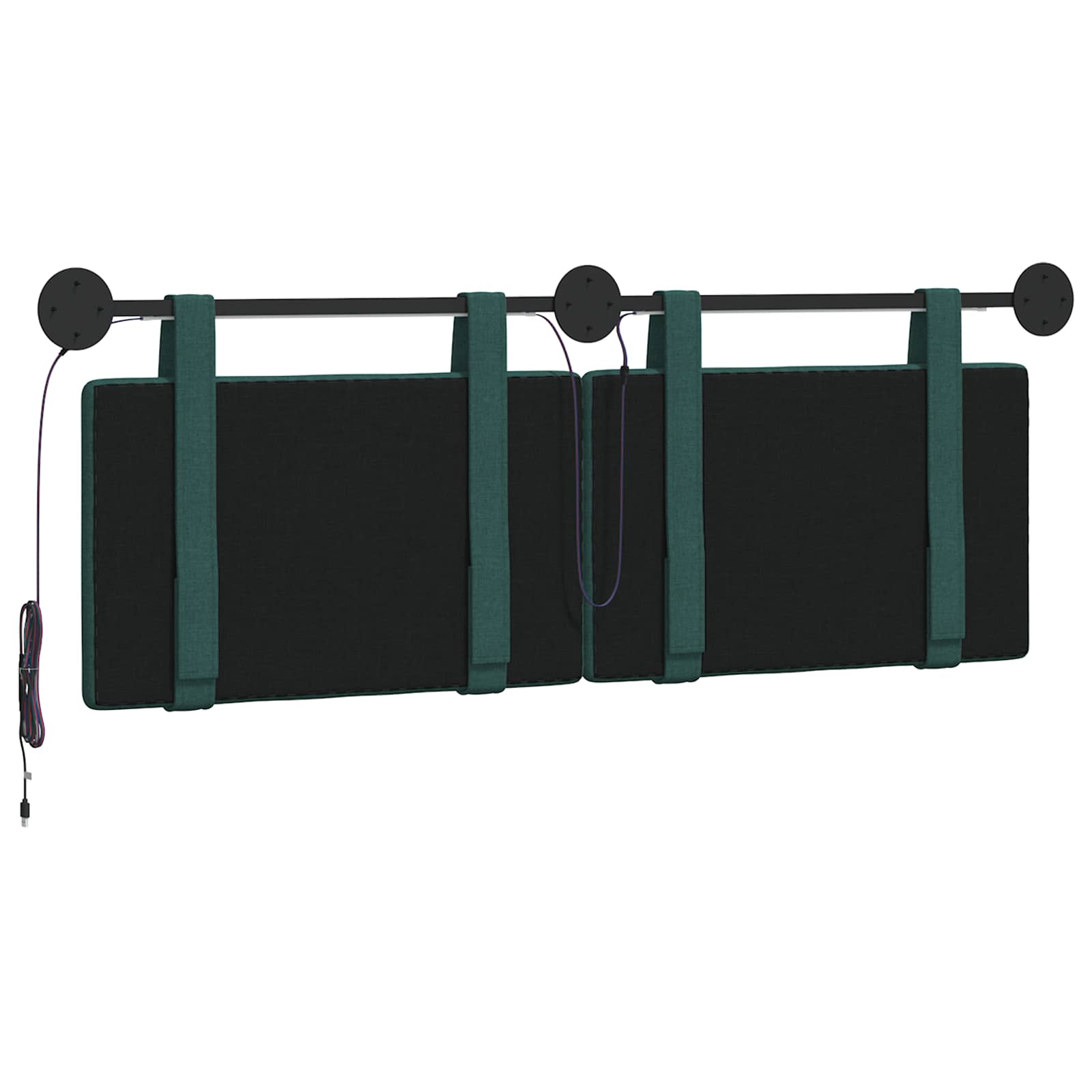 Hangend hoofdbord Met LED-verlichting Donkergroen Stof