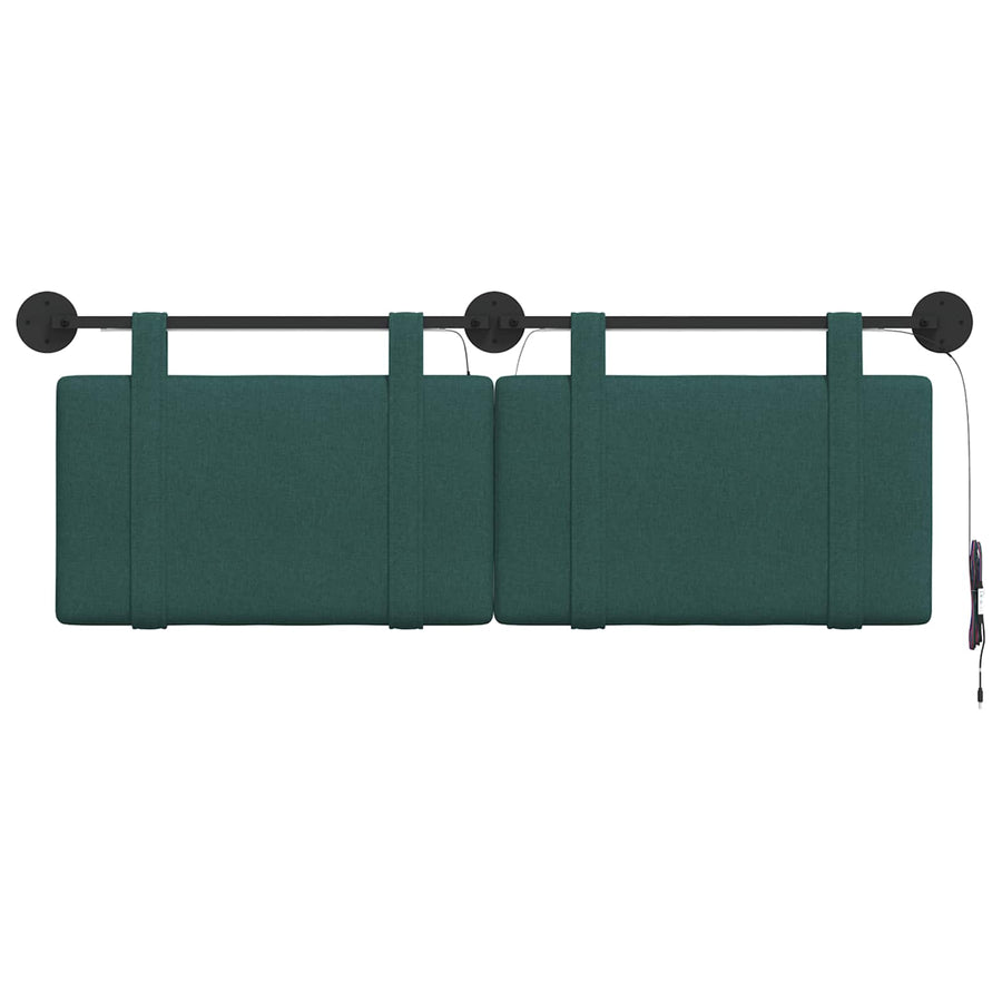 Hangend hoofdbord Met LED-verlichting Donkergroen Stof
