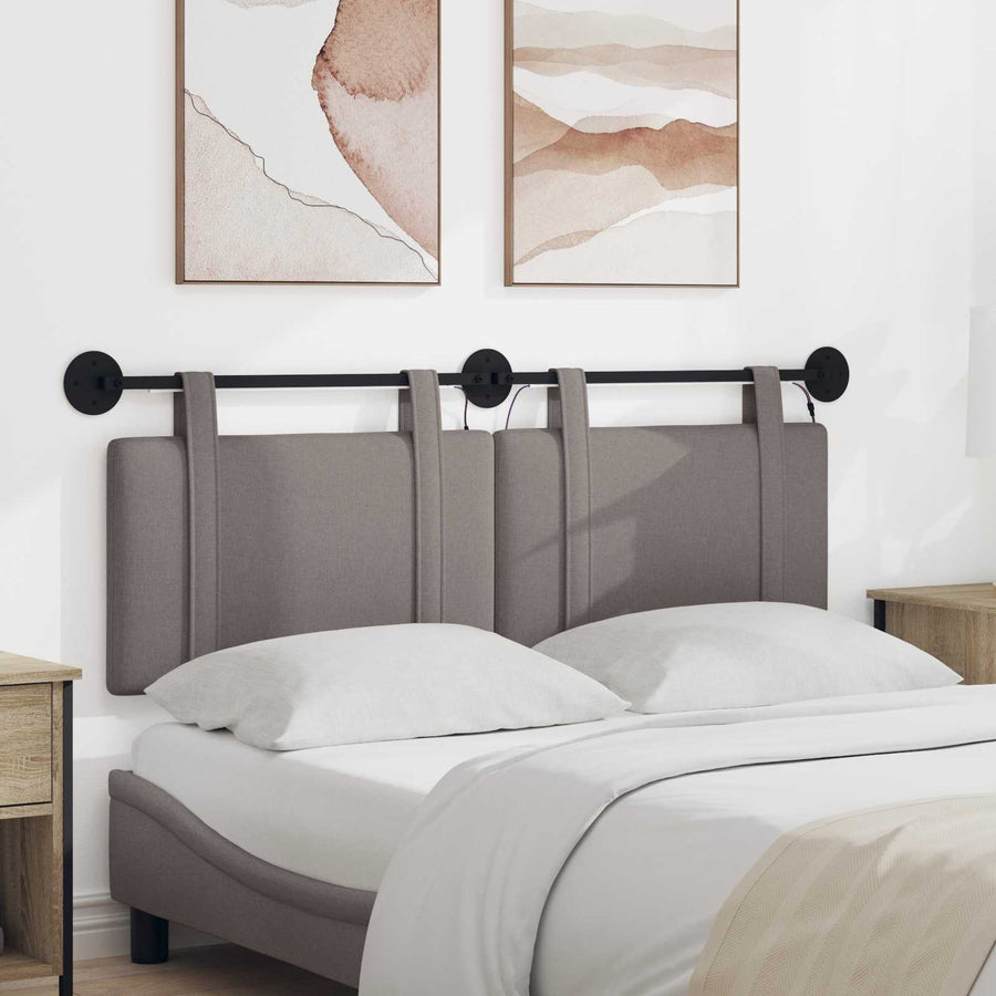 Hangend hoofdbord Met LED-verlichting Taupe Stof