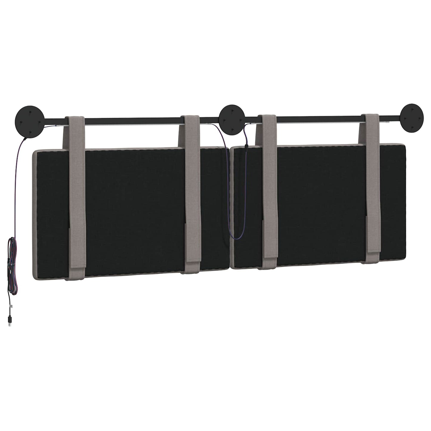 Hangend hoofdbord Met LED-verlichting Taupe Stof