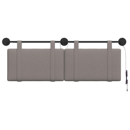 Hangend hoofdbord Met LED-verlichting Taupe Stof