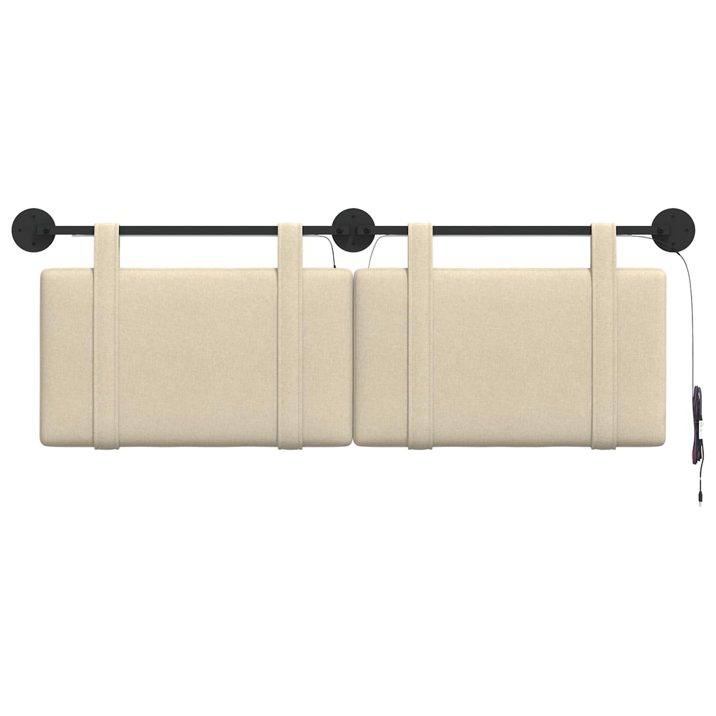 Hangend hoofdbord Met LED-verlichting Crèmekleurig Stof
