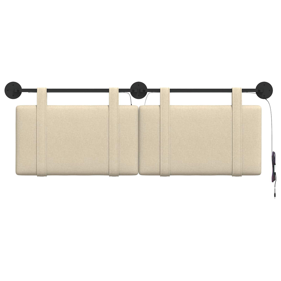 Hangend hoofdbord Met LED-verlichting Crèmekleurig Stof