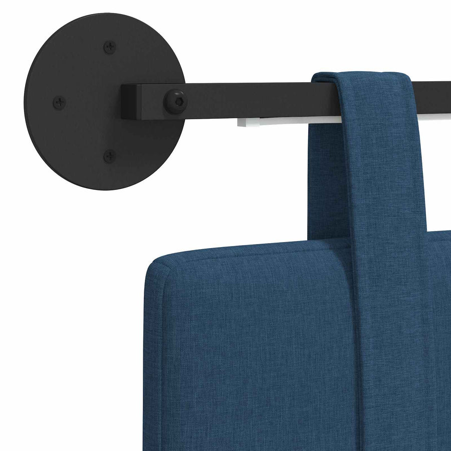 Hangend hoofdbord Met LED-verlichting Blauw Stof