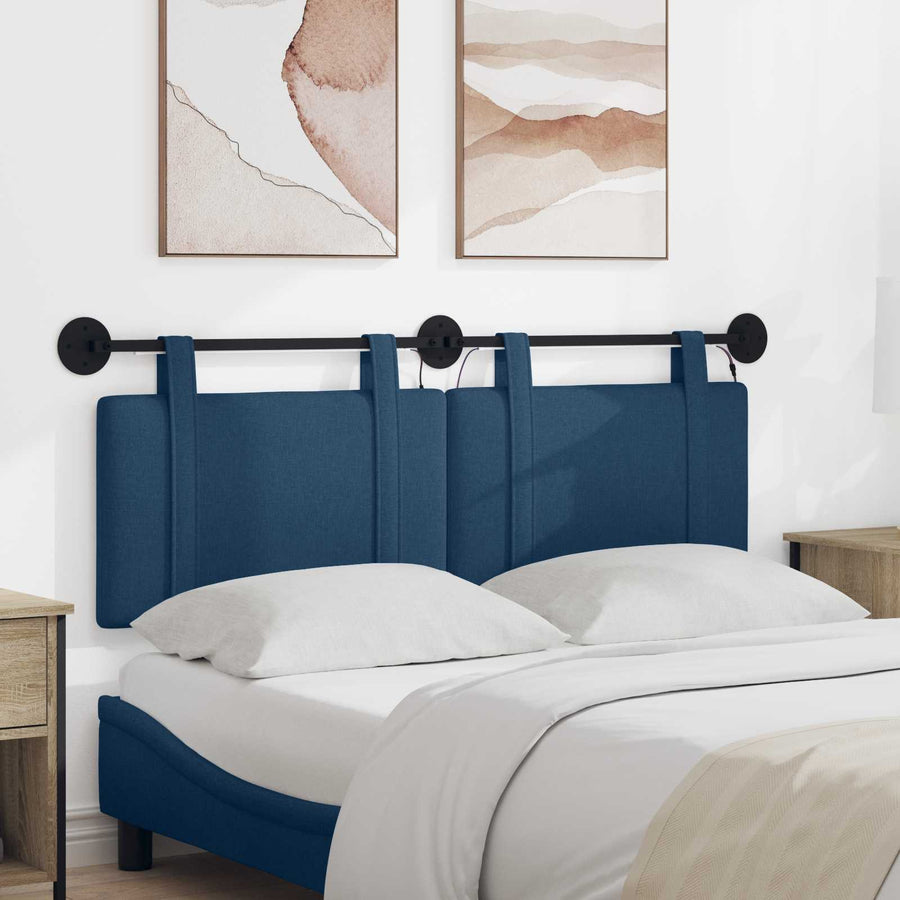Hangend hoofdbord Met LED-verlichting Blauw Stof