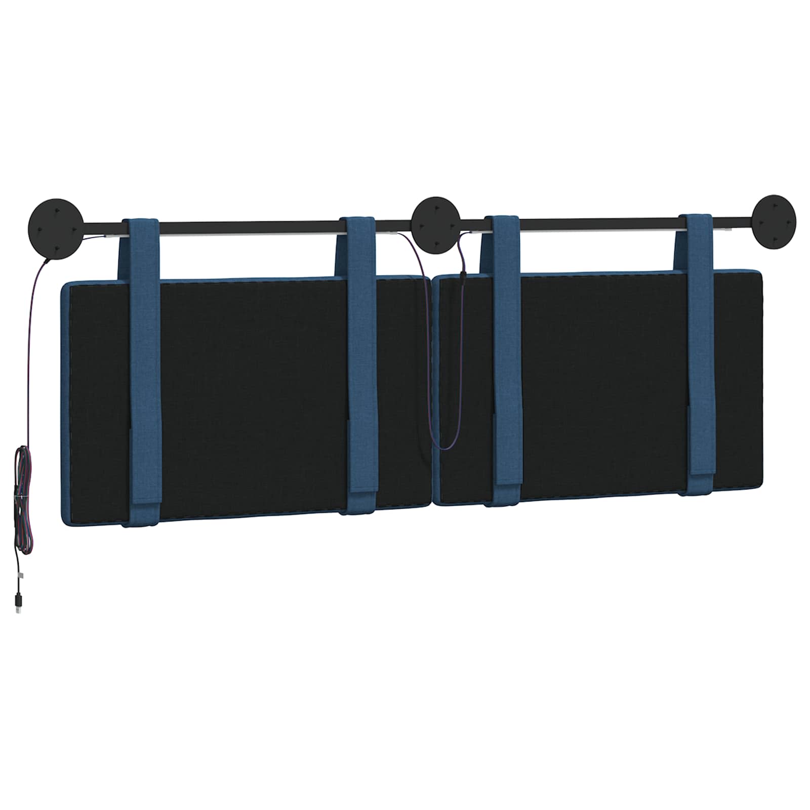 Hangend hoofdbord Met LED-verlichting Blauw Stof