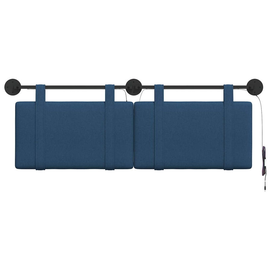 Hangend hoofdbord Met LED-verlichting Blauw Stof
