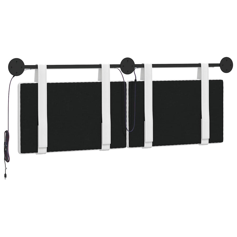 Hangend hoofdbord Met LED-verlichting Wit Stof