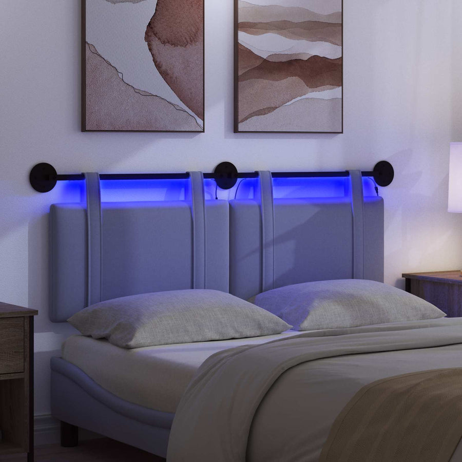 Hangend hoofdbord Met LED-verlichting Jeans Blauw Stof