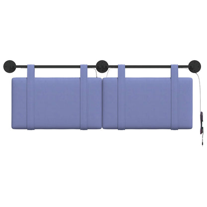 Hangend hoofdbord Met LED-verlichting Jeans Blauw Stof