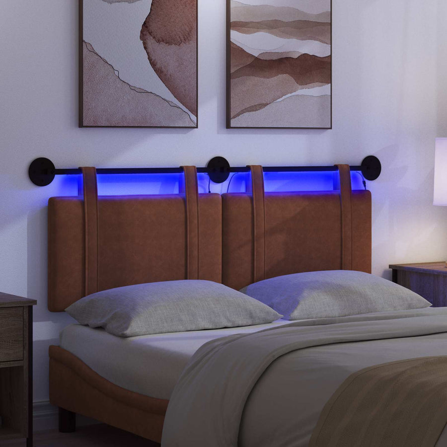 Hangend hoofdbord Met LED-verlichting Bruin Antiek PU