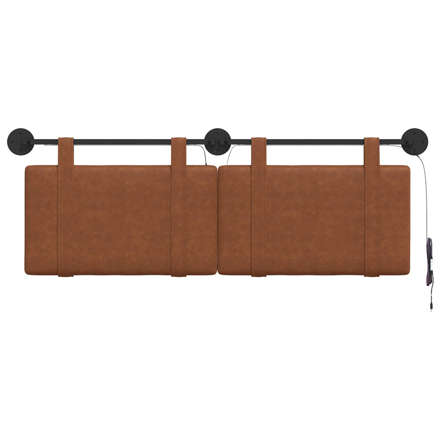 Hangend hoofdbord Met LED-verlichting Bruin Antiek PU