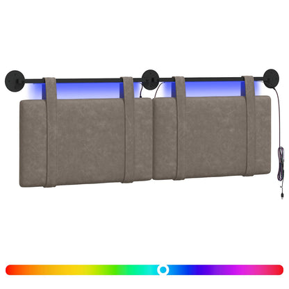 Hangend hoofdbord Met LED-verlichting Grijs Antiek PU