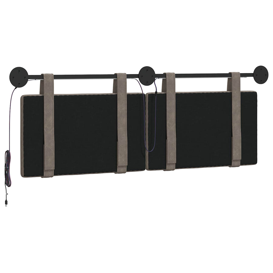 Hangend hoofdbord Met LED-verlichting Grijs Antiek PU