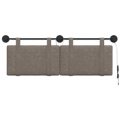 Hangend hoofdbord Met LED-verlichting Grijs Antiek PU