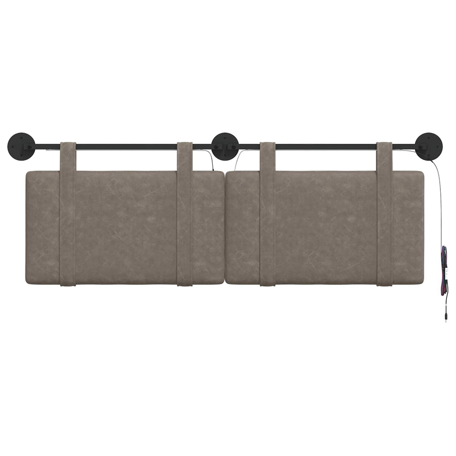 Hangend hoofdbord Met LED-verlichting Grijs Antiek PU