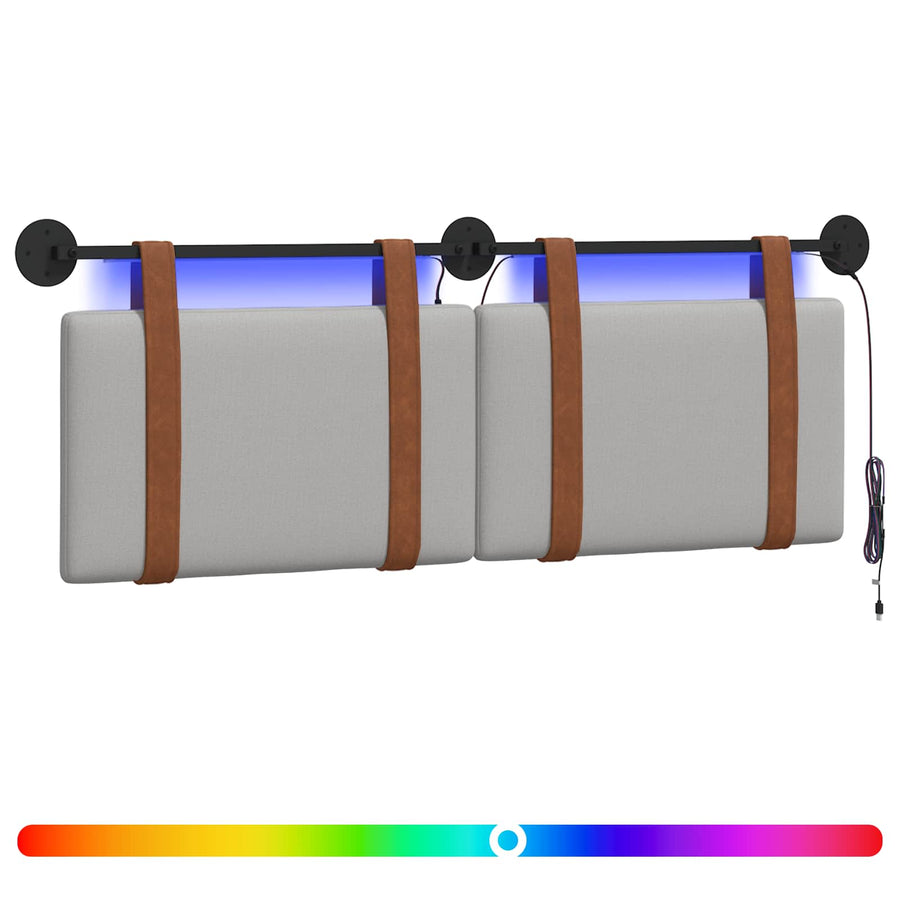 Hangend hoofdbord Met LED-verlichting Wolkengrijs Antiek PU