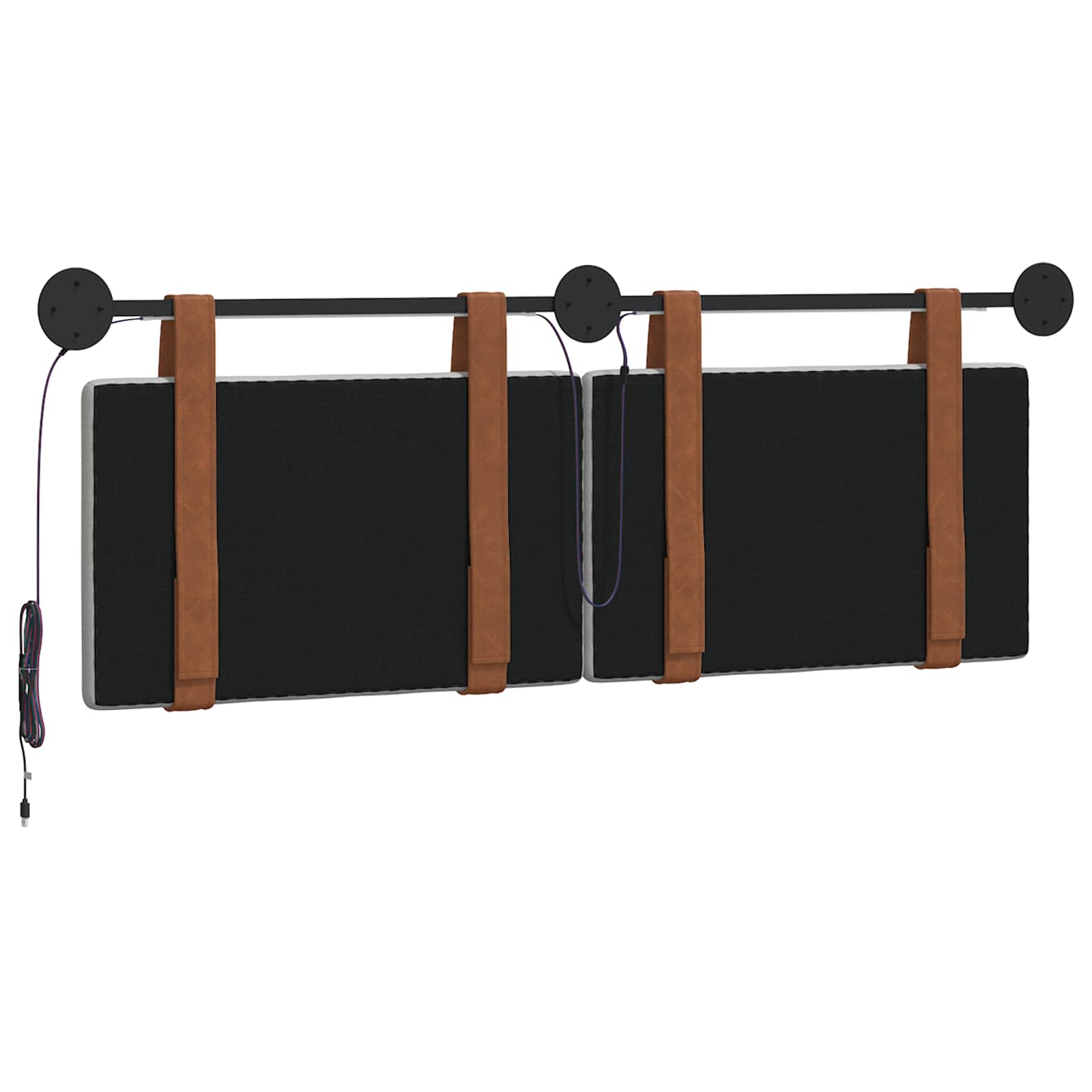 Hangend hoofdbord Met LED-verlichting Wolkengrijs Antiek PU
