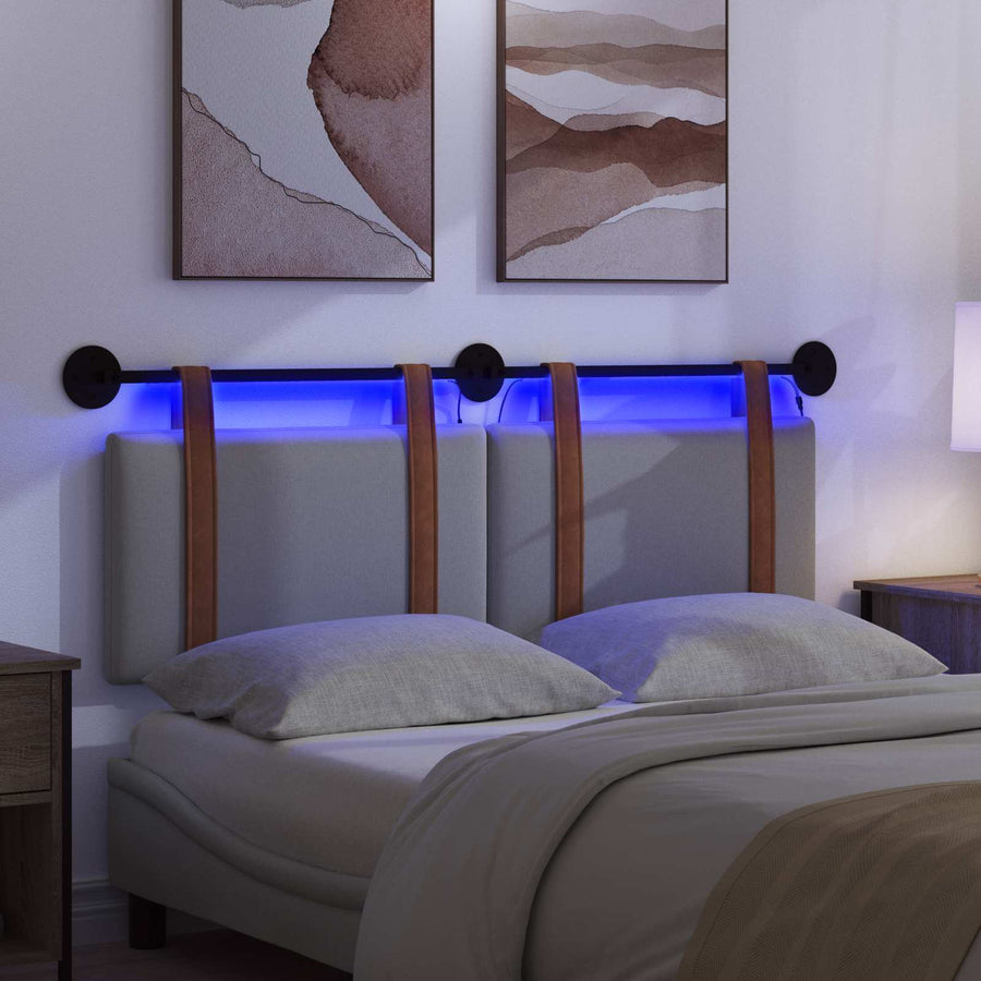 Hangend hoofdbord Met LED-verlichting Lichtgrijs Antiek PU