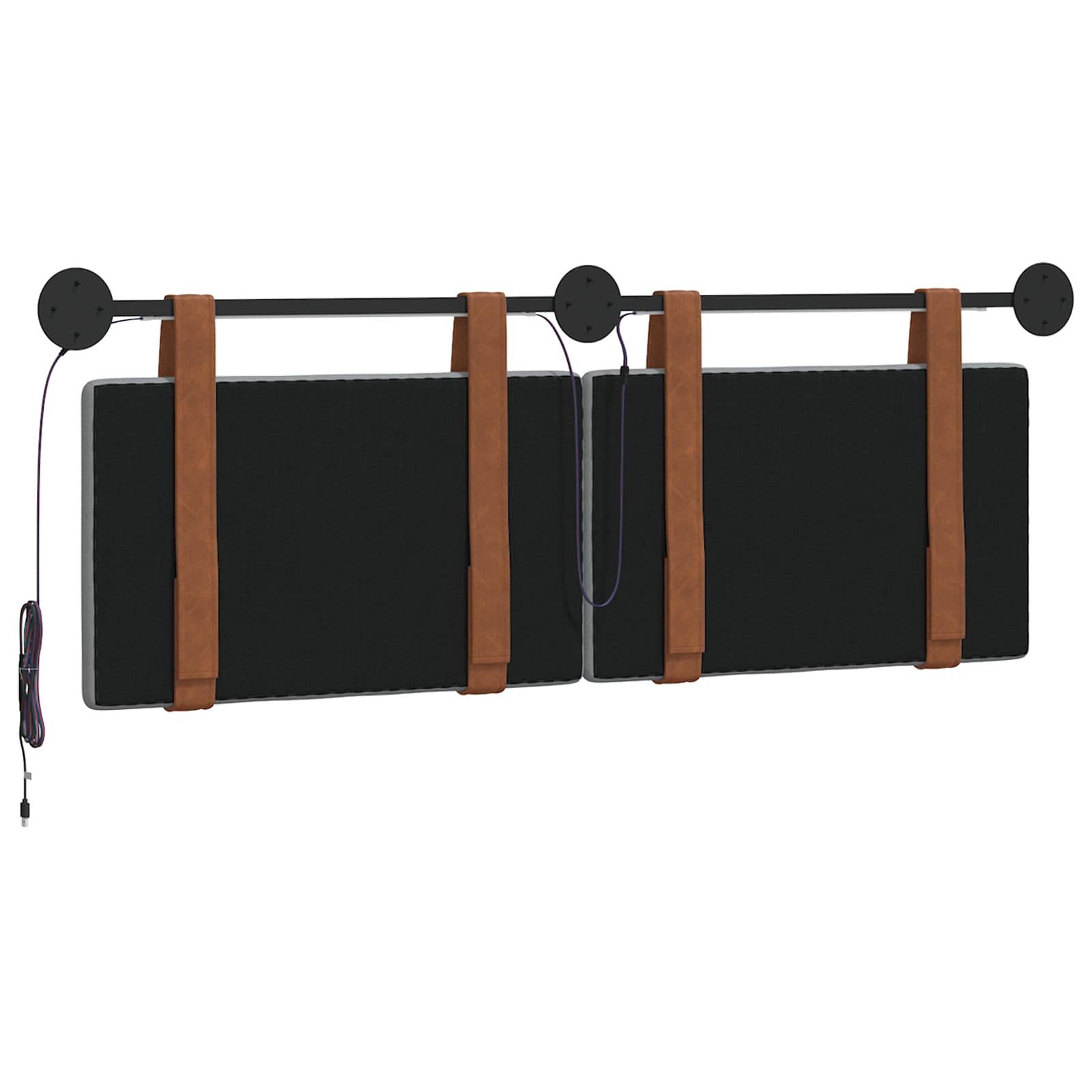 Hangend hoofdbord Met LED-verlichting Lichtgrijs Antiek PU