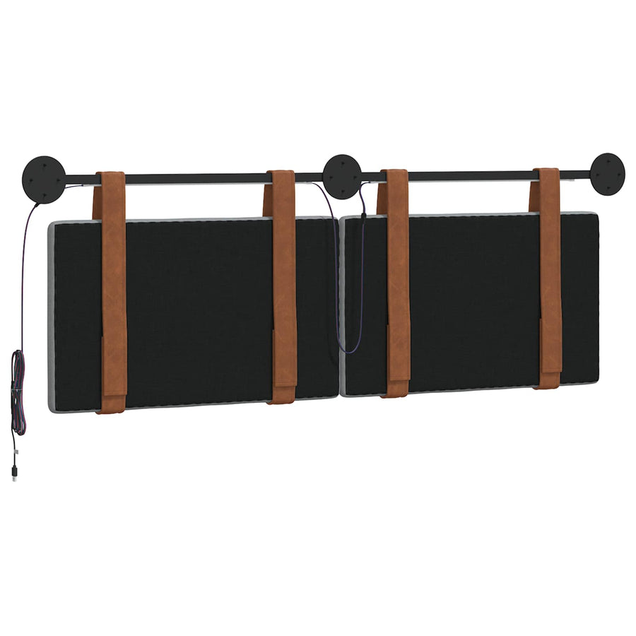 Hangend hoofdbord Met LED-verlichting Lichtgrijs Antiek PU