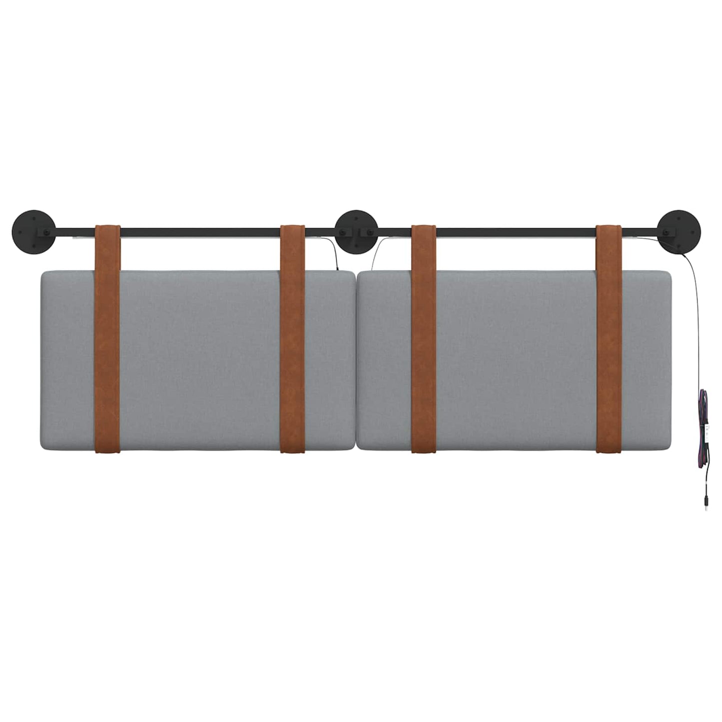 Hangend hoofdbord Met LED-verlichting Lichtgrijs Antiek PU