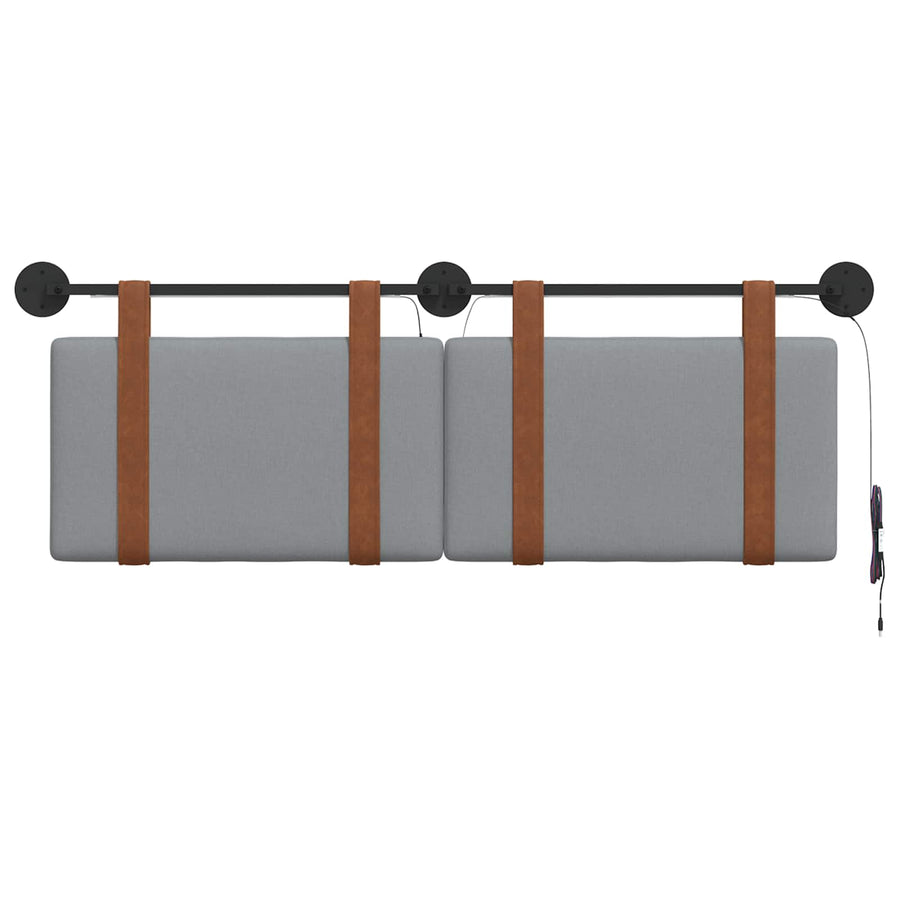 Hangend hoofdbord Met LED-verlichting Lichtgrijs Antiek PU