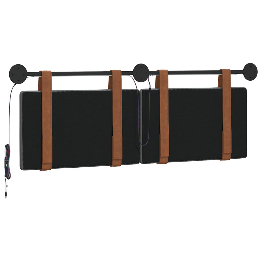 Hangend hoofdbord Met LED-verlichting Donkergrijs Antiek PU