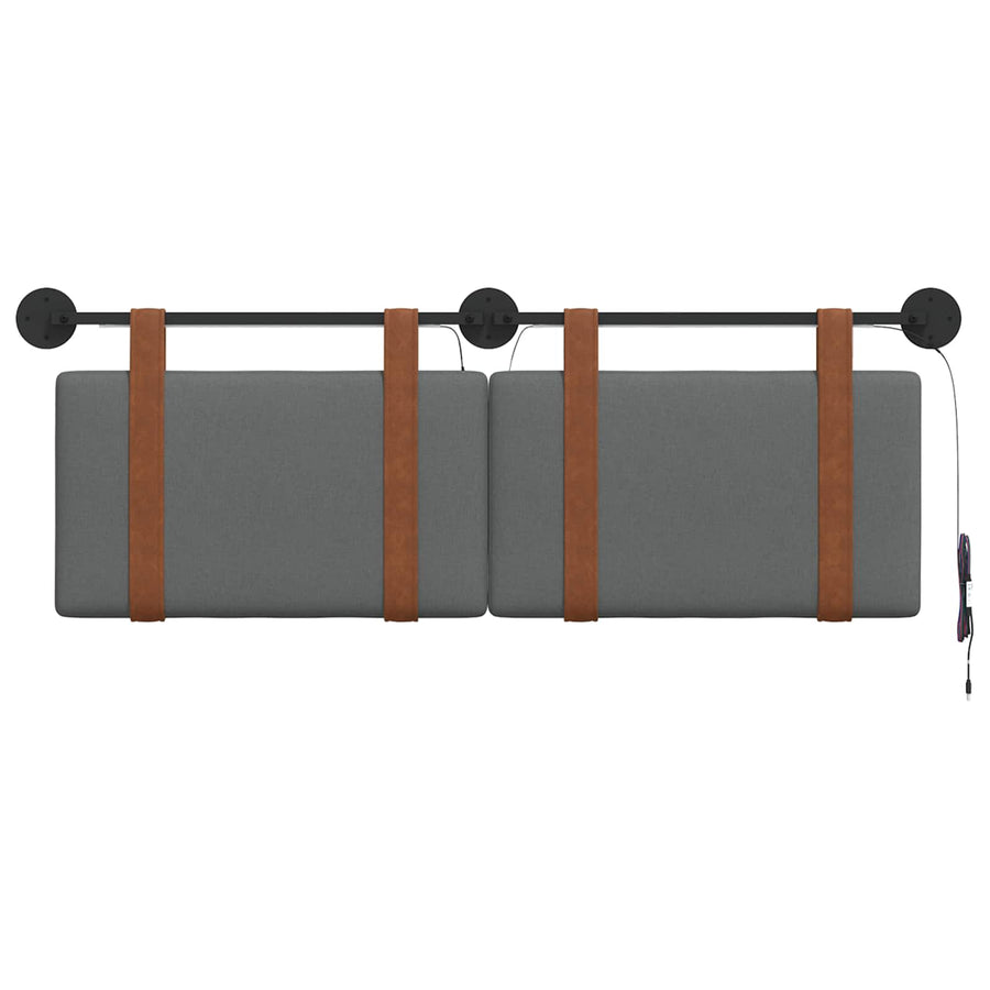 Hangend hoofdbord Met LED-verlichting Donkergrijs Antiek PU