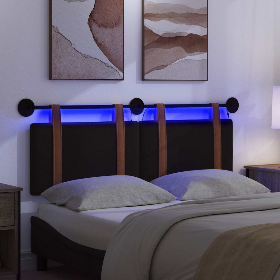 Hangend hoofdbord Met LED-verlichting Zwart Antiek PU