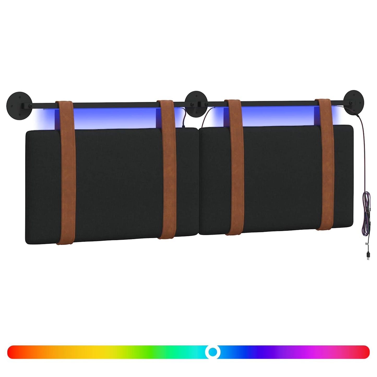 Hangend hoofdbord Met LED-verlichting Zwart Antiek PU