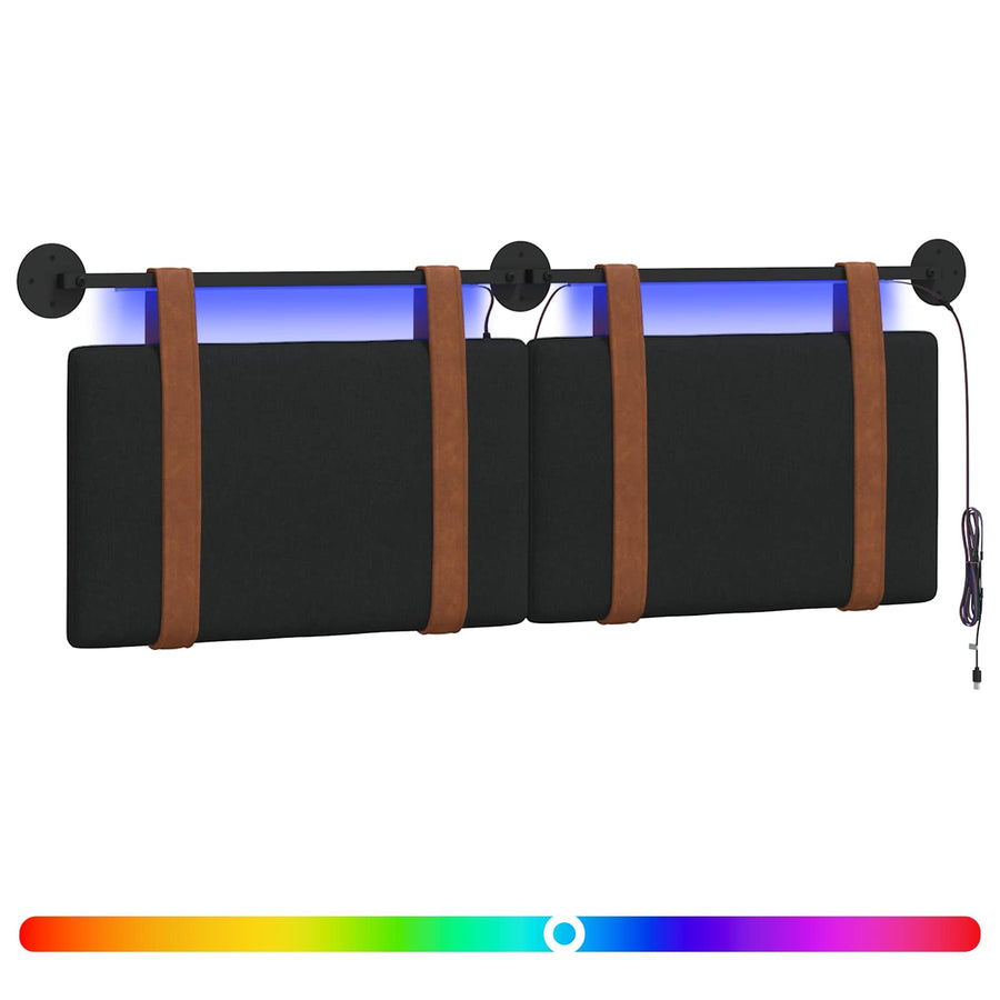 Hangend hoofdbord Met LED-verlichting Zwart Antiek PU