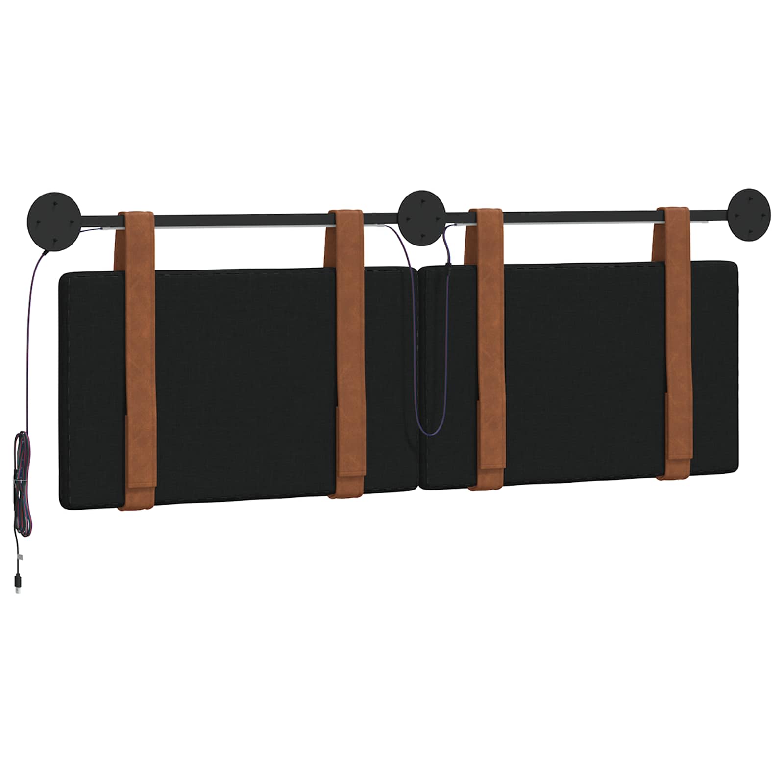 Hangend hoofdbord Met LED-verlichting Zwart Antiek PU